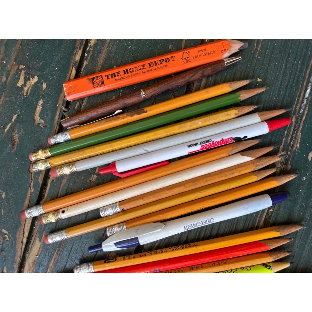 Vintage Advertising Pencil & Pen Lot Skilcraft Faber-Castell Home Depot Navy Fed